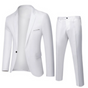 Men's two-piece suit with notched-lapel jacket and slim trousers