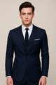 Men's three-piece suit with notched lapel jacket and waistcoat