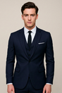 Men's three-piece suit with notched lapel jacket and waistcoat