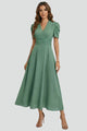 Women's V-Neck Midi Dress with Short Sleeves – Elegant Day & Occasion Dress 8