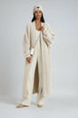 Women's longline open front knit cardigan with long sleeves