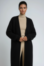 Women's longline open front knit cardigan with long sleeves