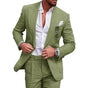 Men's two-piece suit with notch-lapel blazer and matching pleated trousers