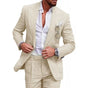 Men's two-piece suit with notch-lapel blazer and matching pleated trousers