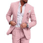 Men's two-piece suit with notch-lapel blazer and matching pleated trousers