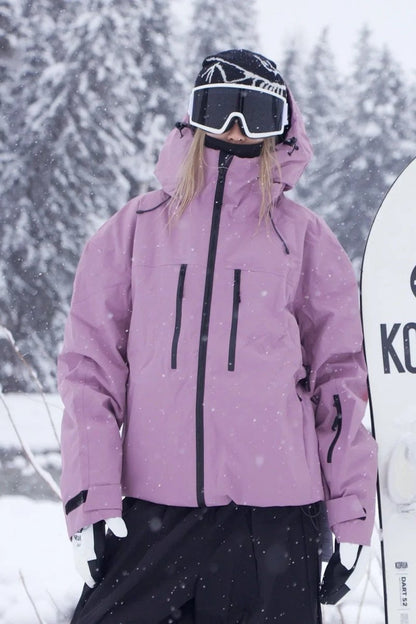 Unisex hooded ski jacket with long sleeves, zip pockets and drawcord hem