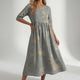 Women's Floral Print Maxi Dress — V-Neck Flowing Summer Maxi Dress