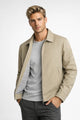 Men's collared zip jacket with checked lining and front pockets