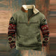 Men's quarter-zip pullover with stand collar and western chest detail