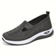 Women's red knit ballet flat with closed round toe