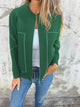 Women's knit bomber cardigan with zip front, long sleeves and patch pockets