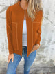 Women's knit bomber cardigan with zip front, long sleeves and patch pockets