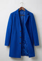Women's tailored long coat with notched lapels, button front and angled pockets