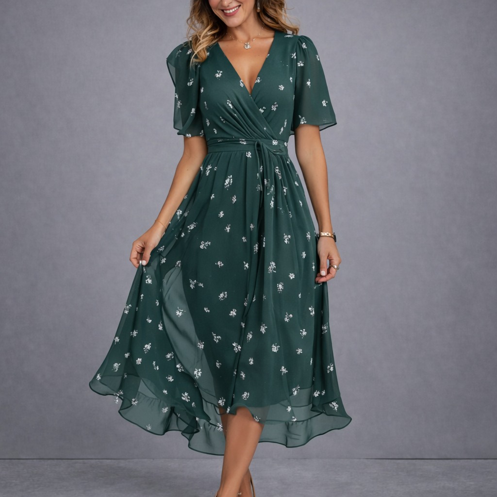 Willa Floral Wrap Midi Dress 0