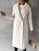 Women's long double-breasted coat with notched lapels