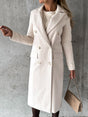 Women's long double-breasted coat with notched lapels