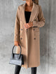 Women's long double-breasted coat with notched lapels