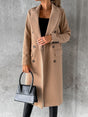 Women's long double-breasted coat with notched lapels