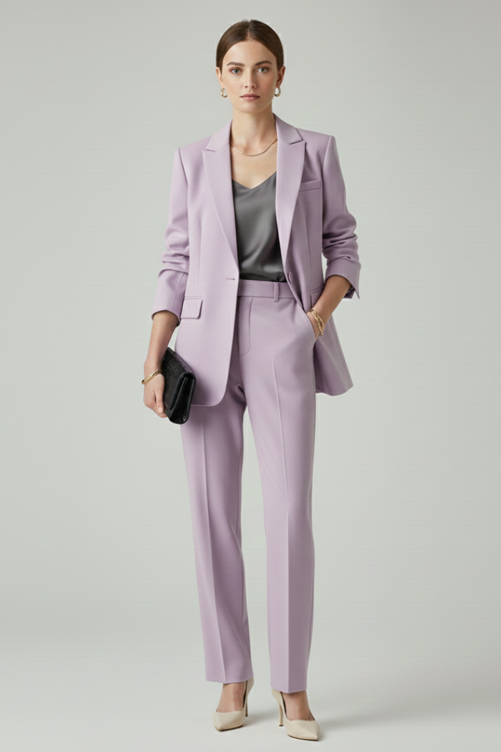 Women's Suit Set – Fitted Tailored Blazer & Straight-Leg Trousers for Workwear 7