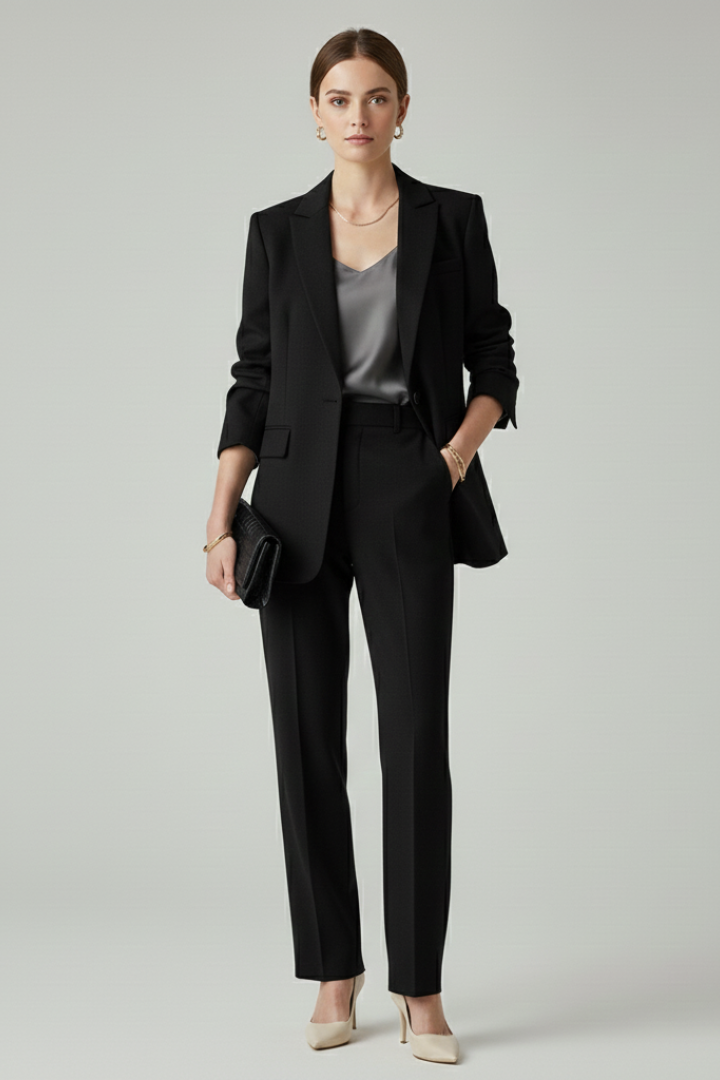 Women's Suit Set – Fitted Tailored Blazer & Straight-Leg Trousers for Workwear 6