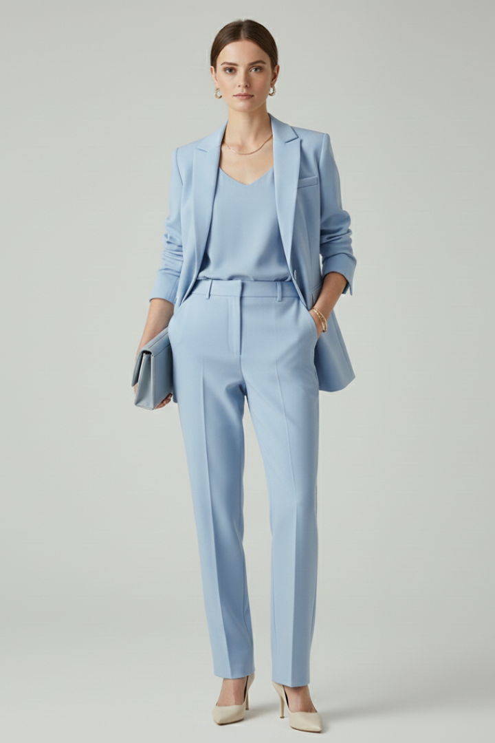 Women's Suit Set – Fitted Tailored Blazer & Straight-Leg Trousers for Workwear 8
