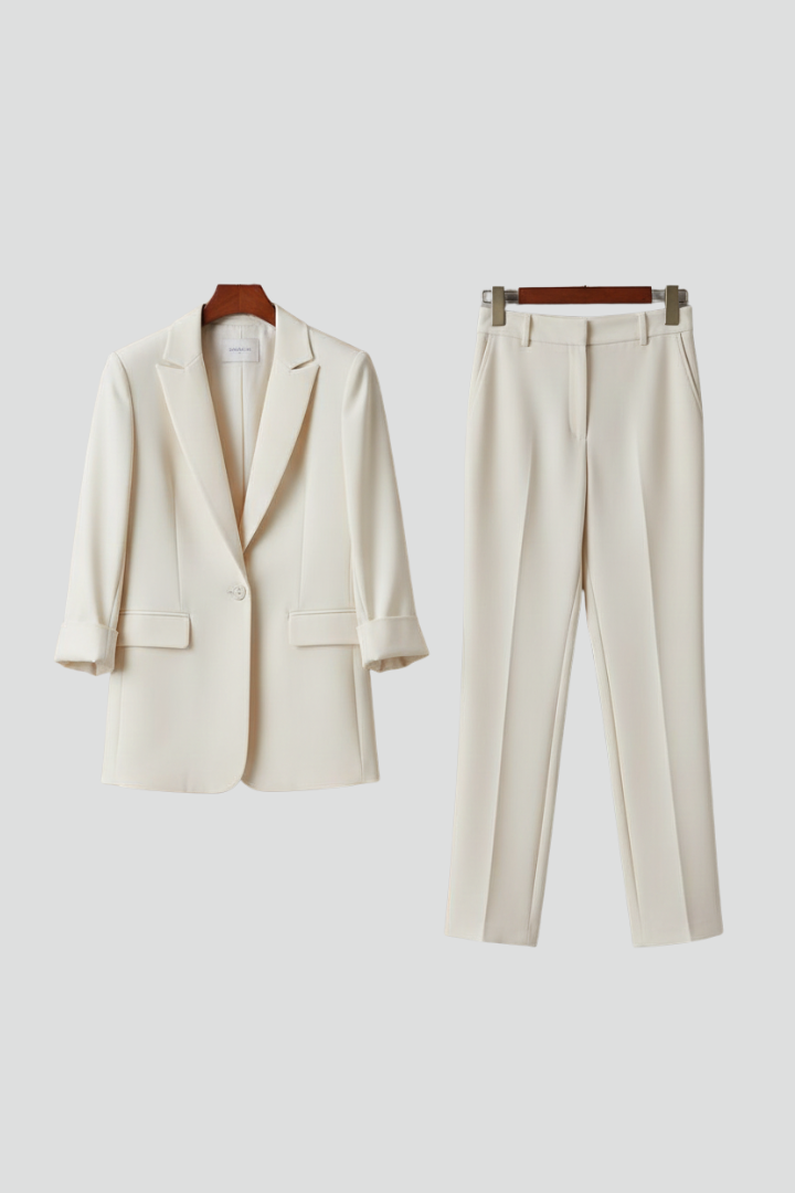 Women's Suit Set – Fitted Tailored Blazer & Straight-Leg Trousers for Workwear 1