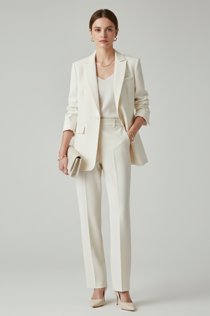 Women's Suit Set – Fitted Tailored Blazer & Straight-Leg Trousers for Workwear 2