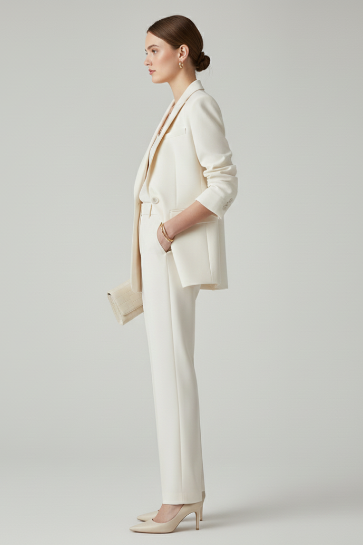 Women's Suit Set – Fitted Tailored Blazer & Straight-Leg Trousers for Workwear 4