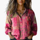 Women's Paisley Blouse — Long-Sleeve Tailored Lightweight Casual Blouse