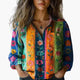 Women's Paisley Blouse — Long-Sleeve Tailored Lightweight Casual Blouse