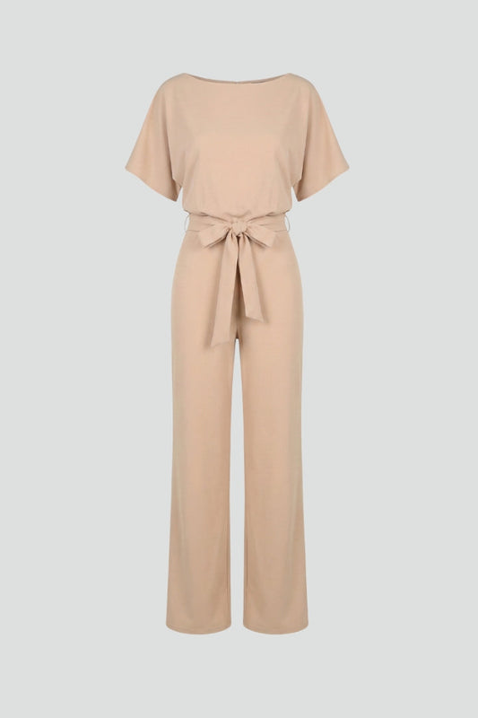 Women's Wide-Leg Jumpsuit with Belt – Tailored Structured One-Piece 1