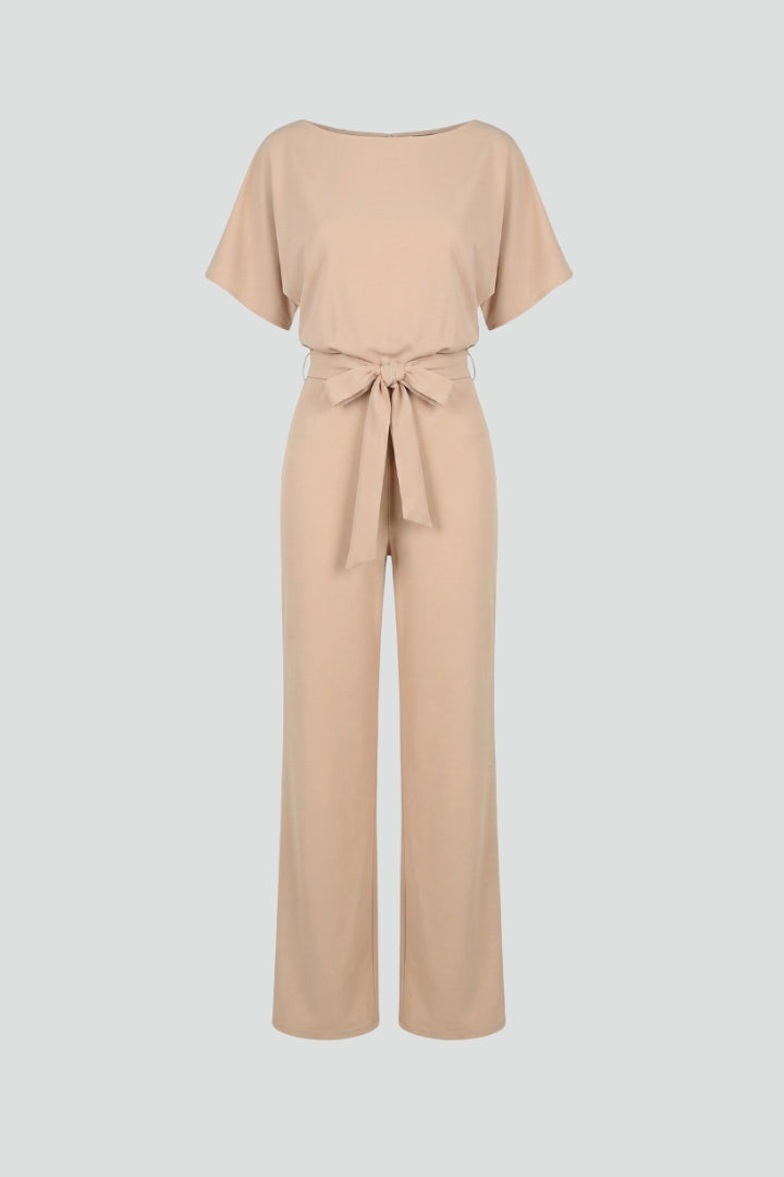Women's Wide-Leg Jumpsuit with Belt – Tailored Structured One-Piece 1