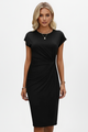Women's Knee-Length Dress with Round Neck & Ruched Waist – Elegant Day Dress 4