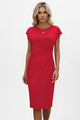 Women's Knee-Length Dress with Round Neck & Ruched Waist – Elegant Day Dress 5