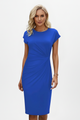 Women's Knee-Length Dress with Round Neck & Ruched Waist – Elegant Day Dress 6