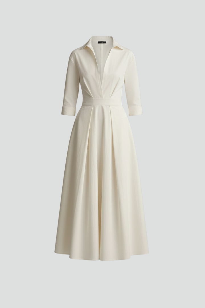 Women's Midi Dress with Defined Waist – Elegant Fitted Day & Occasion Dress 1
