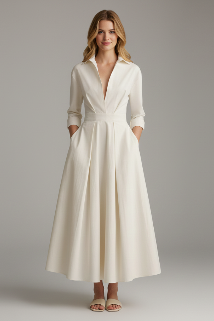 Women's Midi Dress with Defined Waist – Elegant Fitted Day & Occasion Dress 2