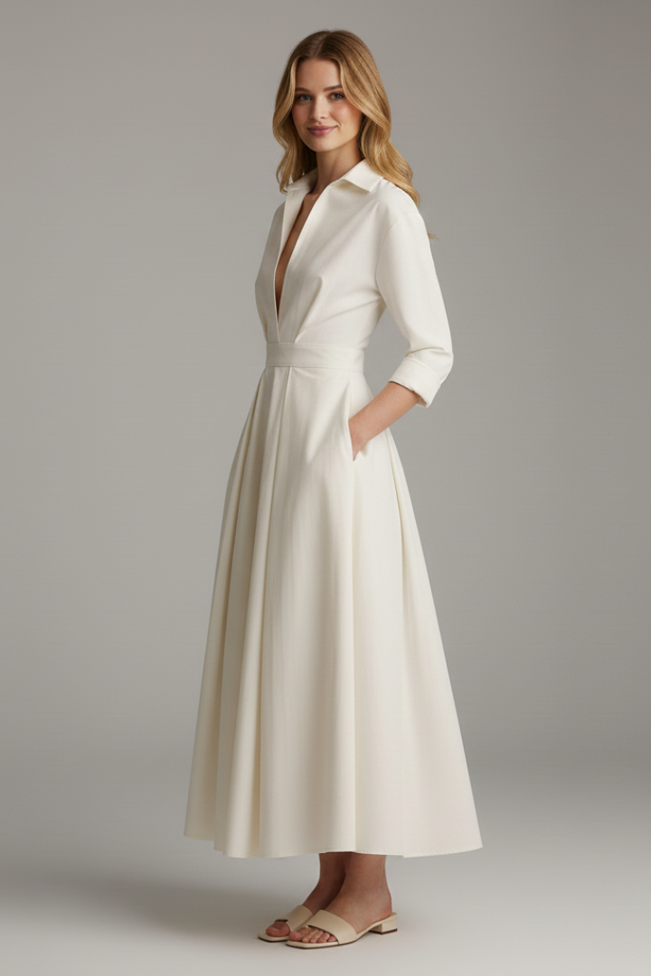 Women's Midi Dress with Defined Waist – Elegant Fitted Day & Occasion Dress 3