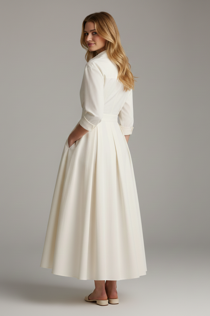 Women's Midi Dress with Defined Waist – Elegant Fitted Day & Occasion Dress 4