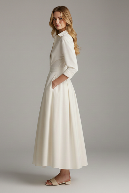 Women's Midi Dress with Defined Waist – Elegant Fitted Day & Occasion Dress 5