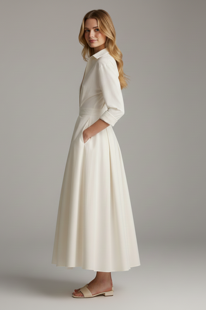 Women's Midi Dress with Defined Waist – Elegant Fitted Day & Occasion Dress 5