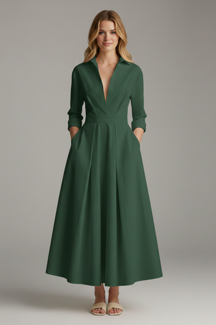 Women's Midi Dress with Defined Waist – Elegant Fitted Day & Occasion Dress 7
