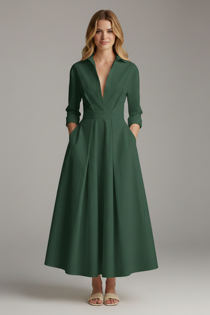 Women's Midi Dress with Defined Waist – Elegant Fitted Day & Occasion Dress 7