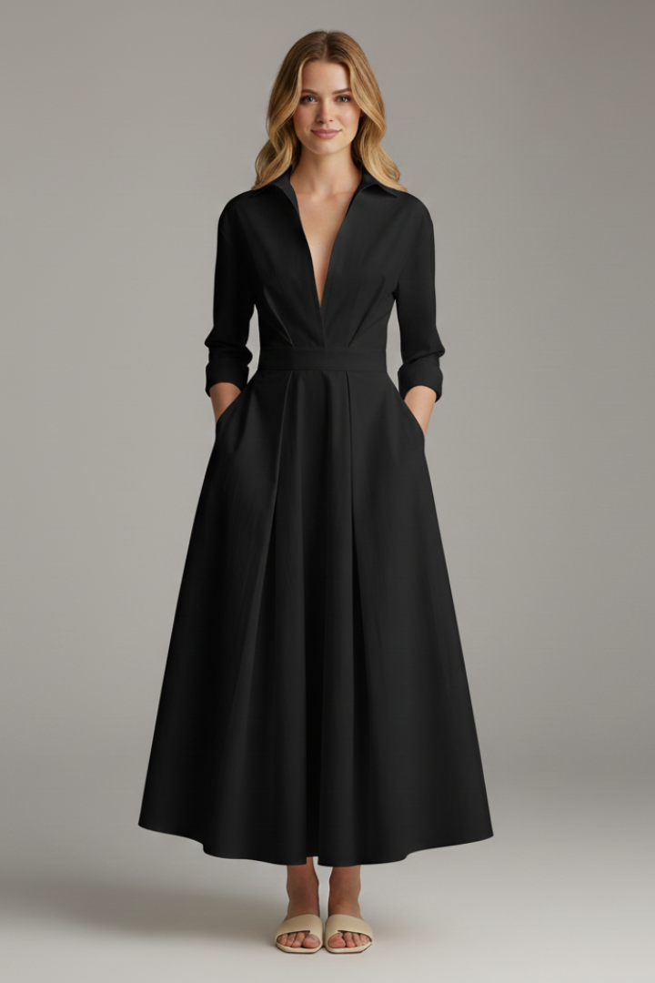 Women's Midi Dress with Defined Waist – Elegant Fitted Day & Occasion Dress 6