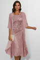 Women's Round-Neck Midi Dress with Short Sleeves – Elegant Day & Occasion Dress 8