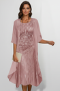 Women's Round-Neck Midi Dress with Short Sleeves – Elegant Day & Occasion Dress 8