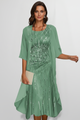 Women's Round-Neck Midi Dress with Short Sleeves – Elegant Day & Occasion Dress 7