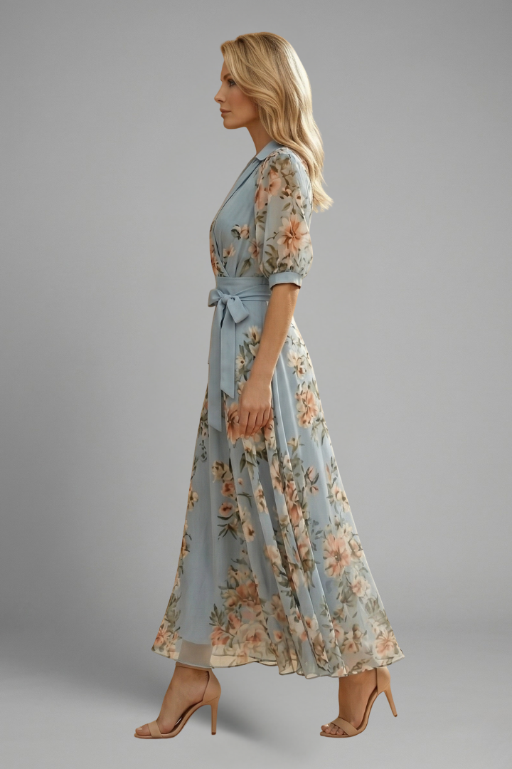 Women's Floral V-Neck Midi Dress – Elegant Summer Occasion Dress 3