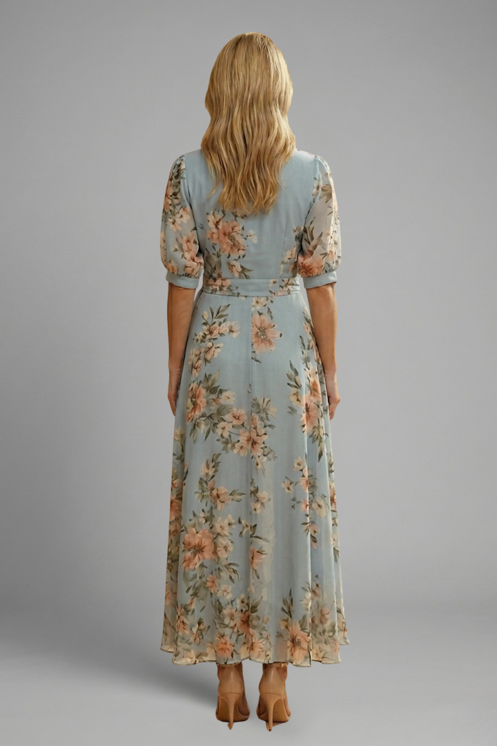 Women's Floral V-Neck Midi Dress – Elegant Summer Occasion Dress 5