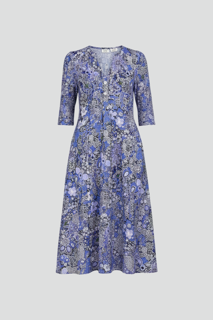 Women's V-Neck Midi Dress with Three-Quarter Sleeves – Elegant Occasion Dress 1